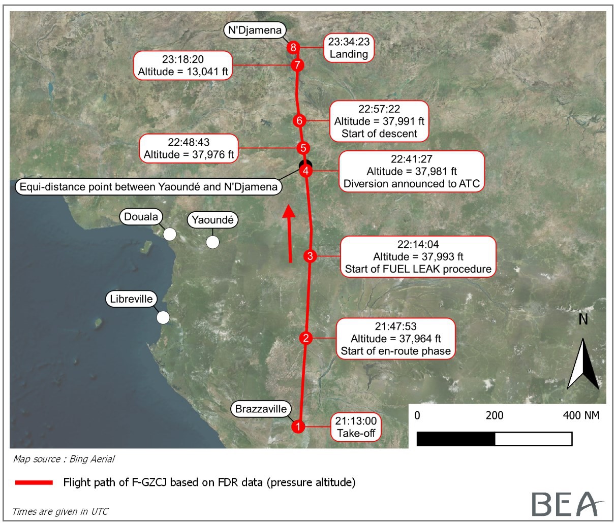 A332 en route CAR 2020 ground track