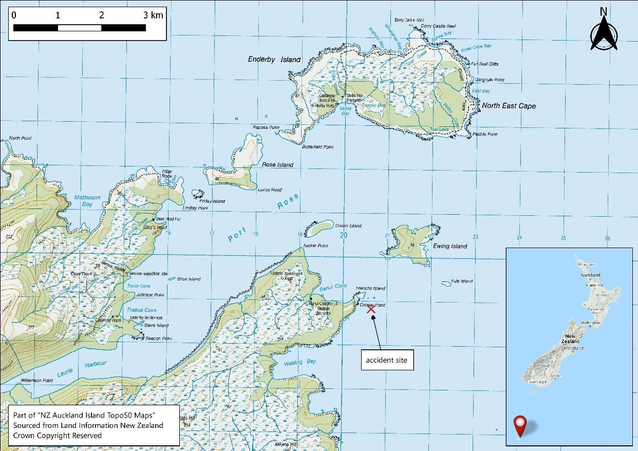 BK17 Auckland Islands 2019 accident location