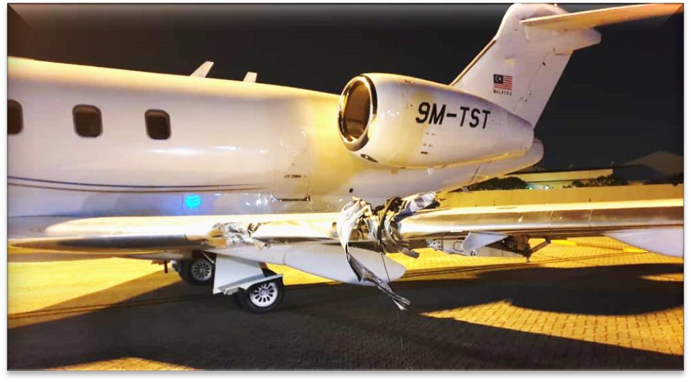 CL30 Subang 2019 aircraft damaged wing