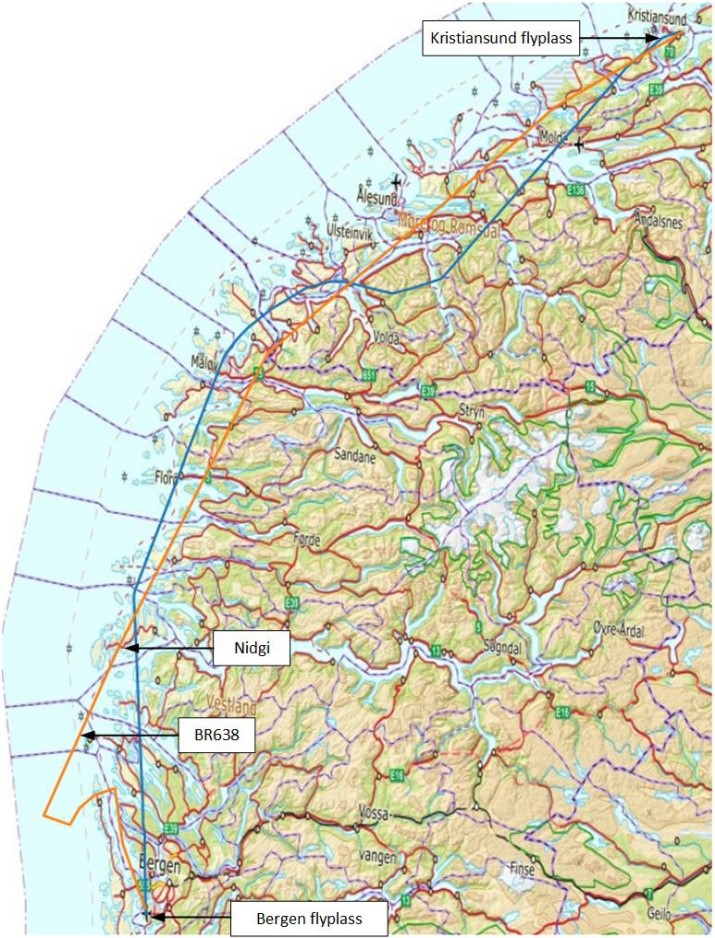 DH8C vic Bergen 2020 ground track