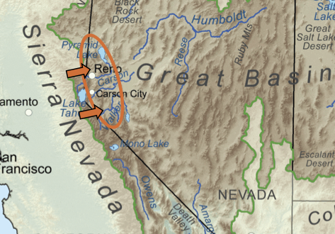 map showing location of Washoe Zephyr